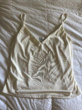 Madison and Berkeley Ivory Satin V-Neck Cami Size Small